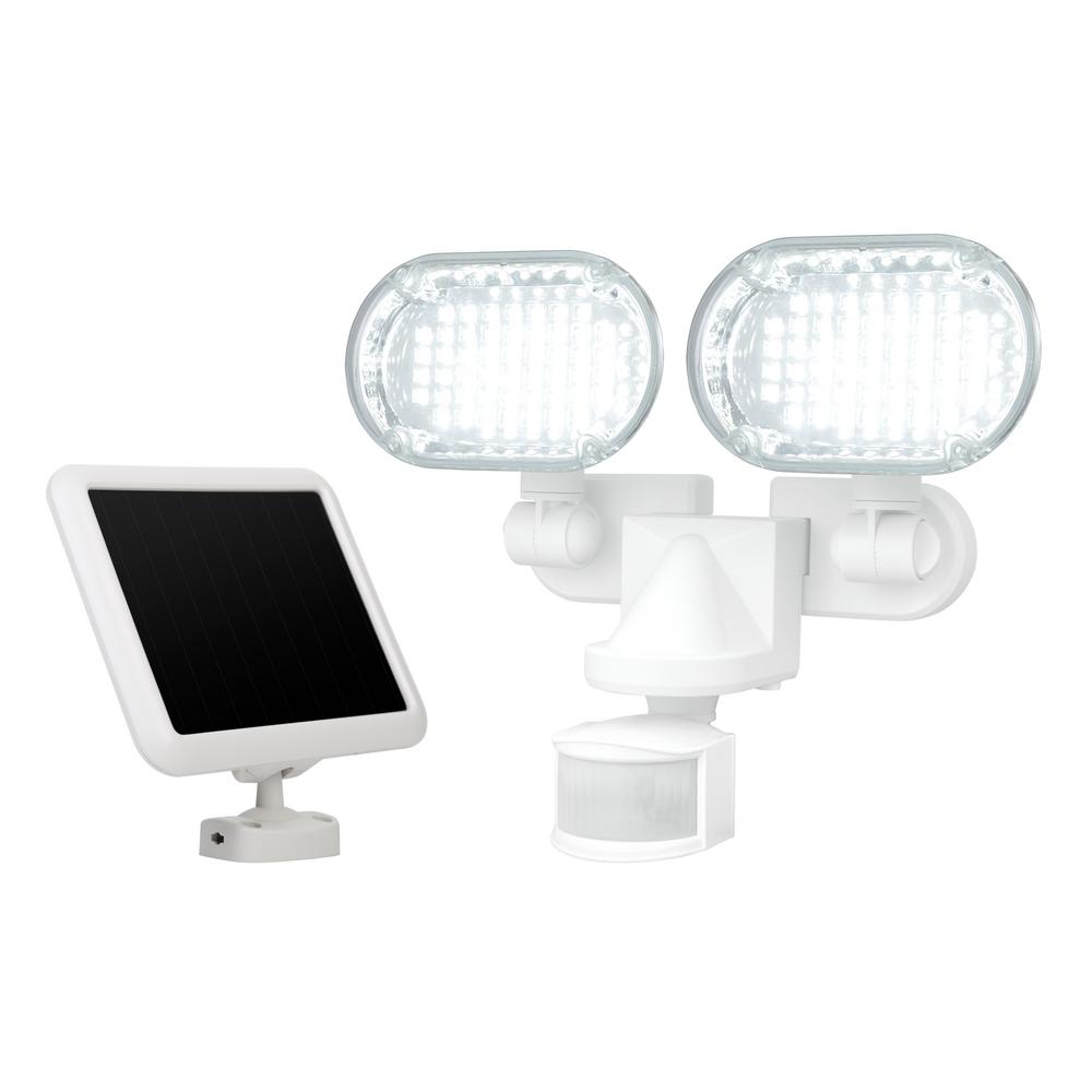 Solar Waterproof Outdoor Security Lighting 100 Led Twin Head Solar Motion Light With Corner Mounting Feature
