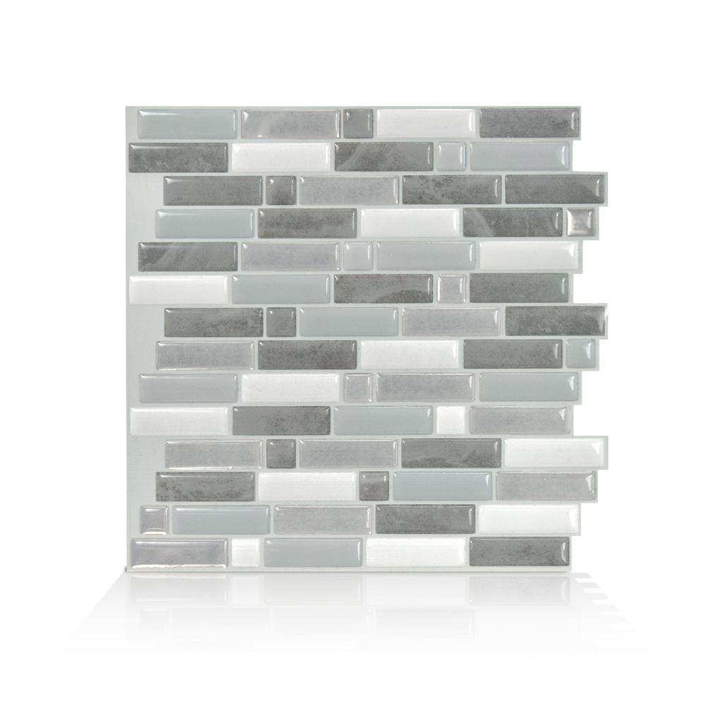Smart Tiles Crescendo Agati 9.73 In. W X 9.36 In. H Gray Peel And - Smart Tiles Crescendo Agati 9.73 In. W X 9.36 In. H Gray Peel And