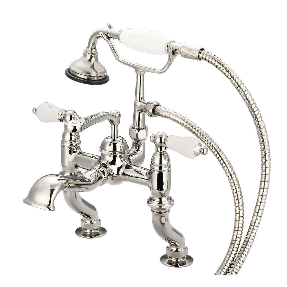 Water Creation 3 Handle Claw Foot Tub Faucet With Labeled