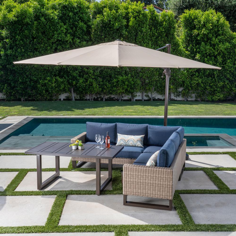 Canopy Aspen 5 Piece Resin Wicker Outdoor Sectional With Sunbrella
