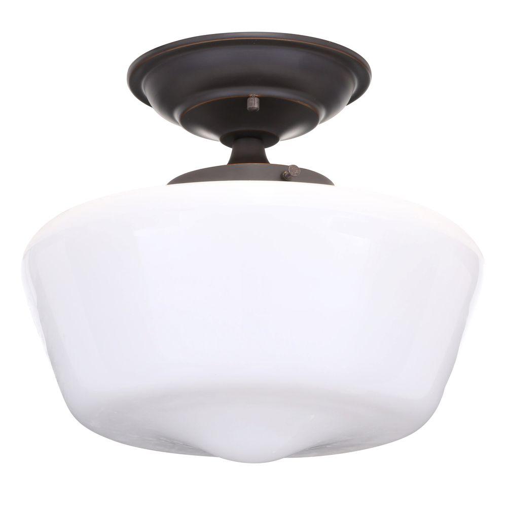 Hampton Bay Esdale 12 In 1 Light Oil Rubbed Bronze Semi Flush Light Oil Rubbed Bronze Semi Flush