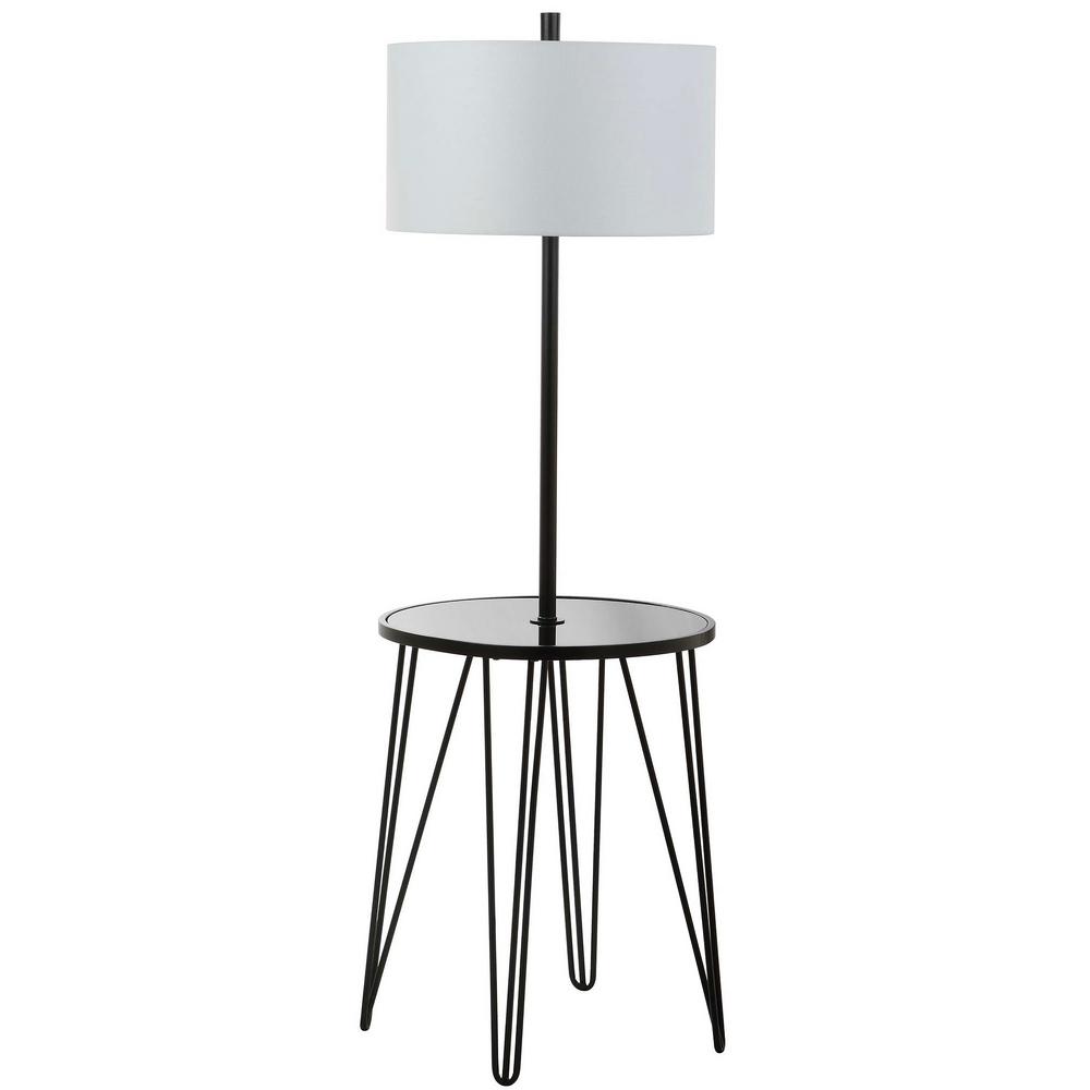 end table with lamp attached and storage
