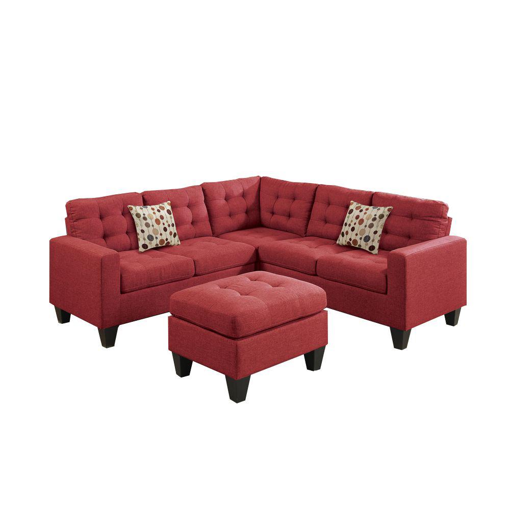 Benjara 4 Piece Red Linen 6 Seater L Shaped Sectional Sofa With Ottoman Bm168744 The Home Depot - Red Sectional Sofa With Ottoman Benjara 4 Piece Red Linen 6 Seater L Shaped Sectional Sofa With Ottoman Bm168744 The Home Depot - Red Sectional Sofa With Ottoman