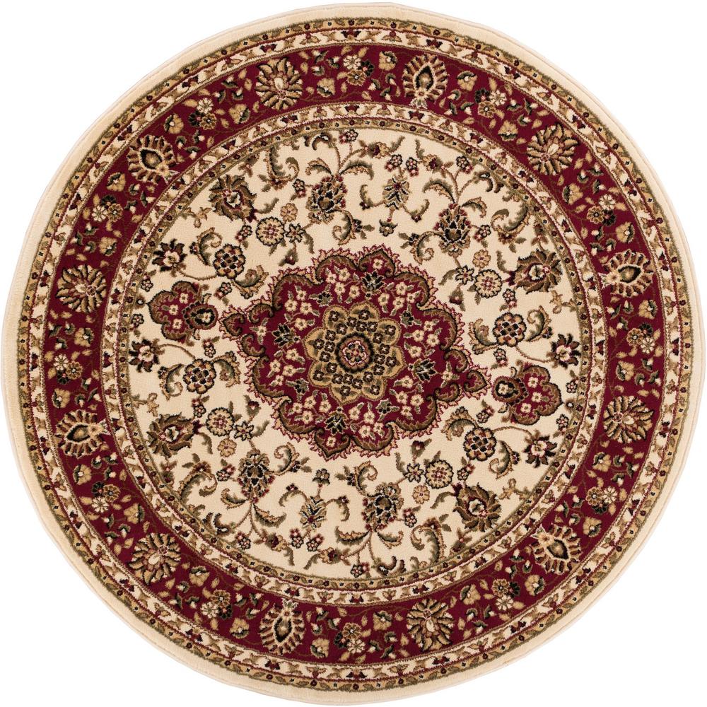 Well Woven Barclay Medallion Kashan Ivory 5 ft. x 5 ft. Round