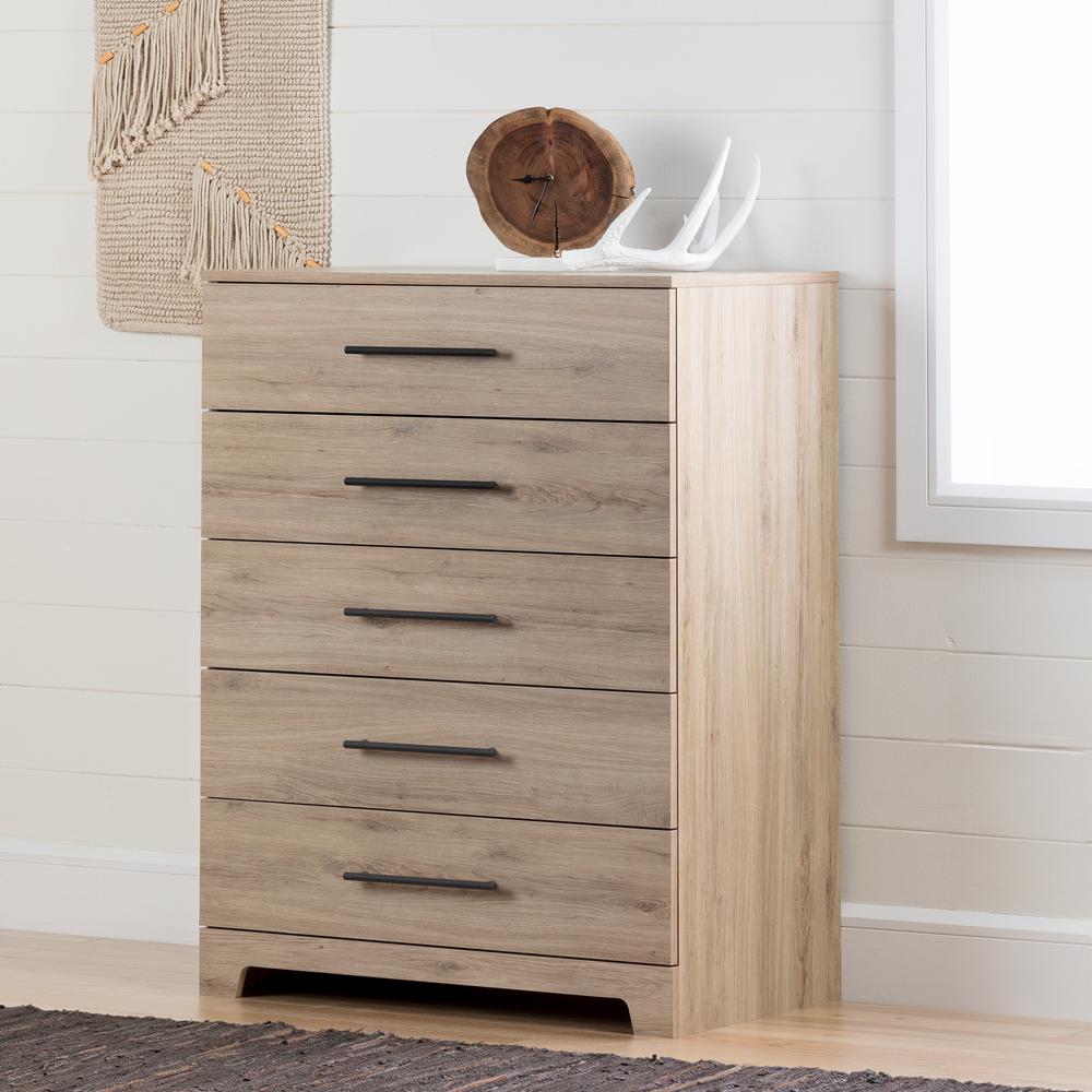 South Shore Primo 5 Drawer Rustic Oak Chest 11309 The Home Depot