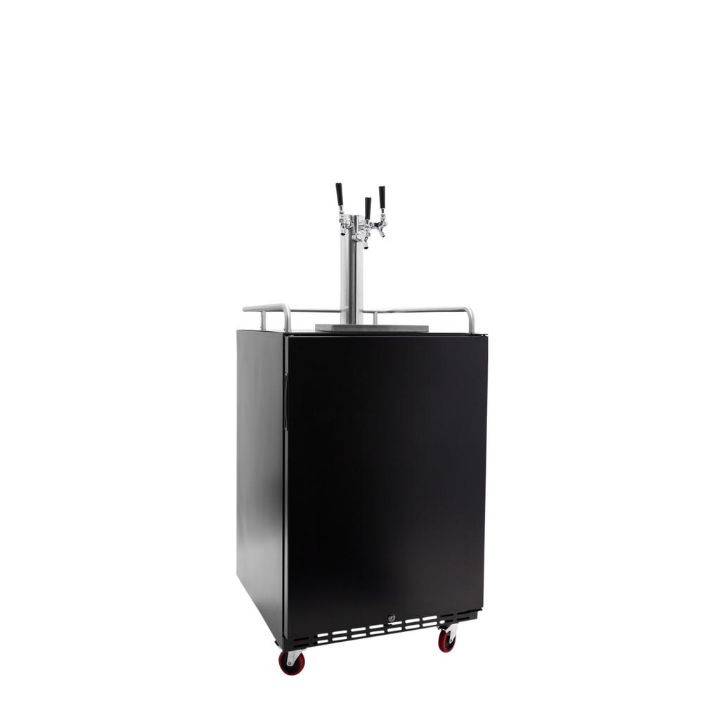 EdgeStar Triple Tap 24 in. Oversized Beer Keg Dispenser with Electronic Control Panel in Black