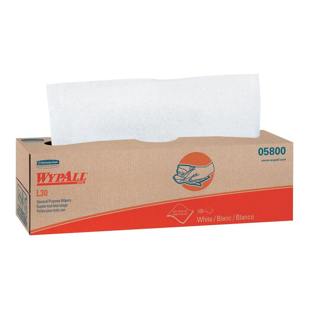WYPALL L30 White PopUp Wipers, (8 Boxes of 100 Wipers)KCC05800 The