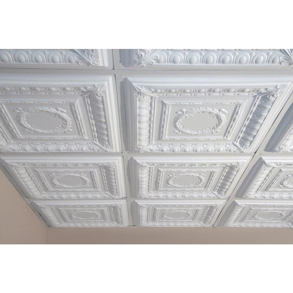 Ceilume Empire White 2 Ft X 2 Ft Lay In Or Glue Up Ceiling Panel Case Of 6