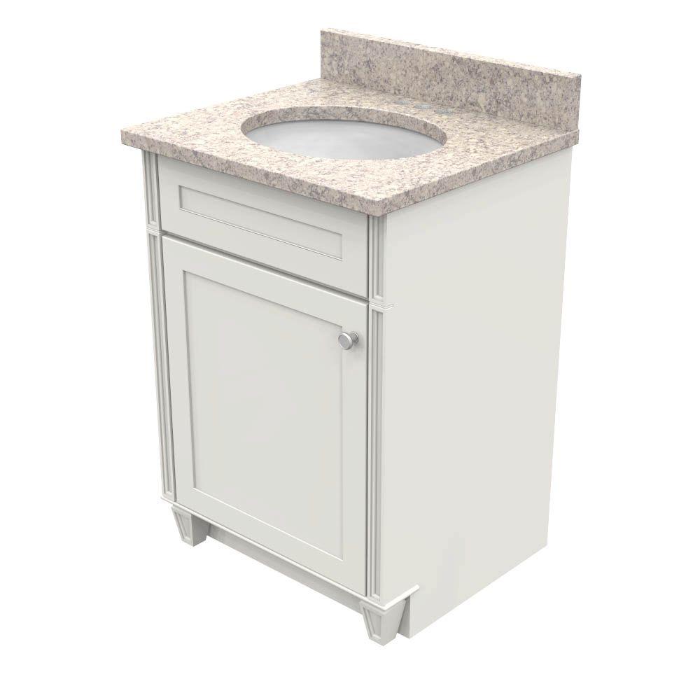 KraftMaid 24 in. Vanity in Dove White with Natural Quartz Vanity Top in