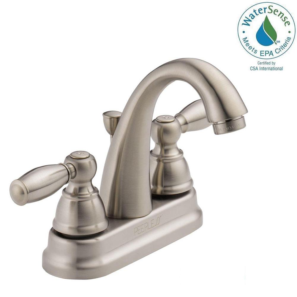 bathroom sink with 2 faucets centerset 2handle bathroom faucet in brushed nickel peerless in bathroom sink with 2 faucets centerset 2handle bathroom faucet in brushed nickel peerless in
