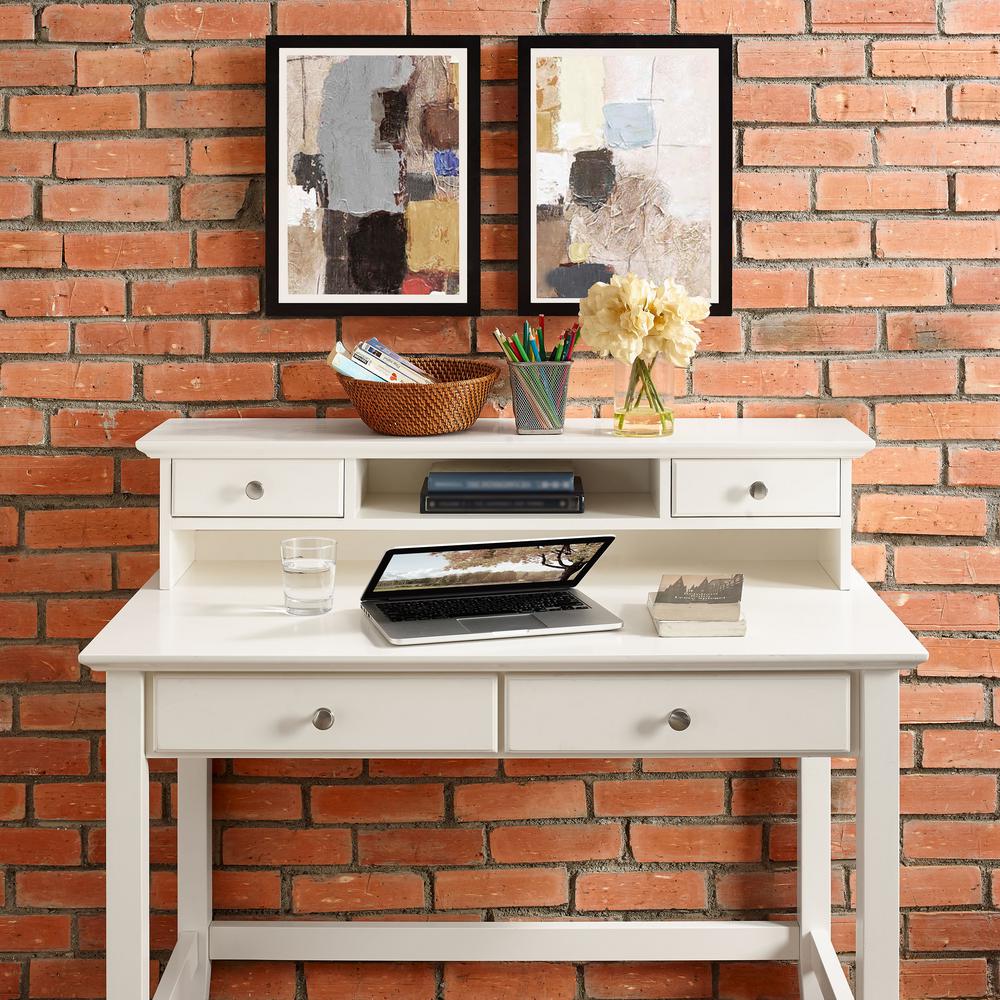 Crosley Campbell Writing Desk With Hutch In White Desks Home Office Furniture Home Garden