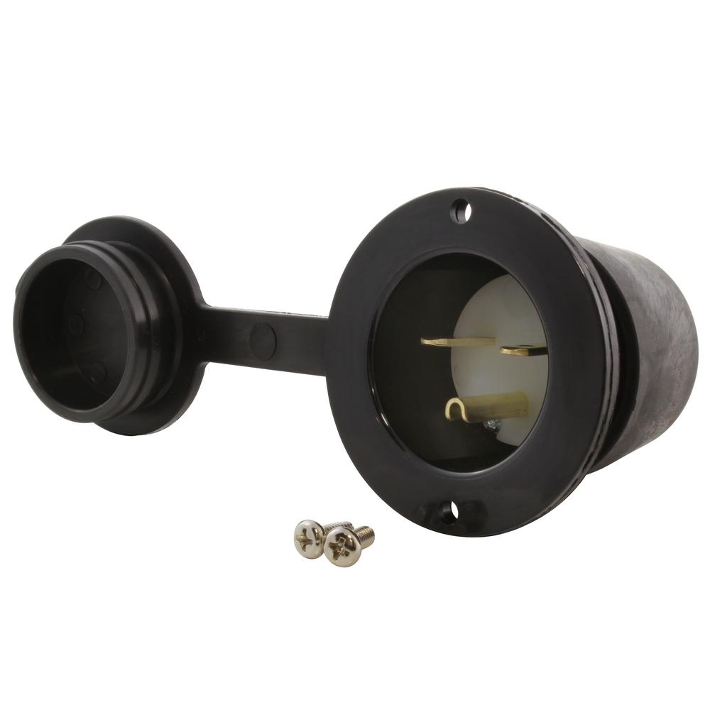 AC WORKS 15-Amp 125-Volt NEMA 5-15P Flanged Power Input Inlet with ...