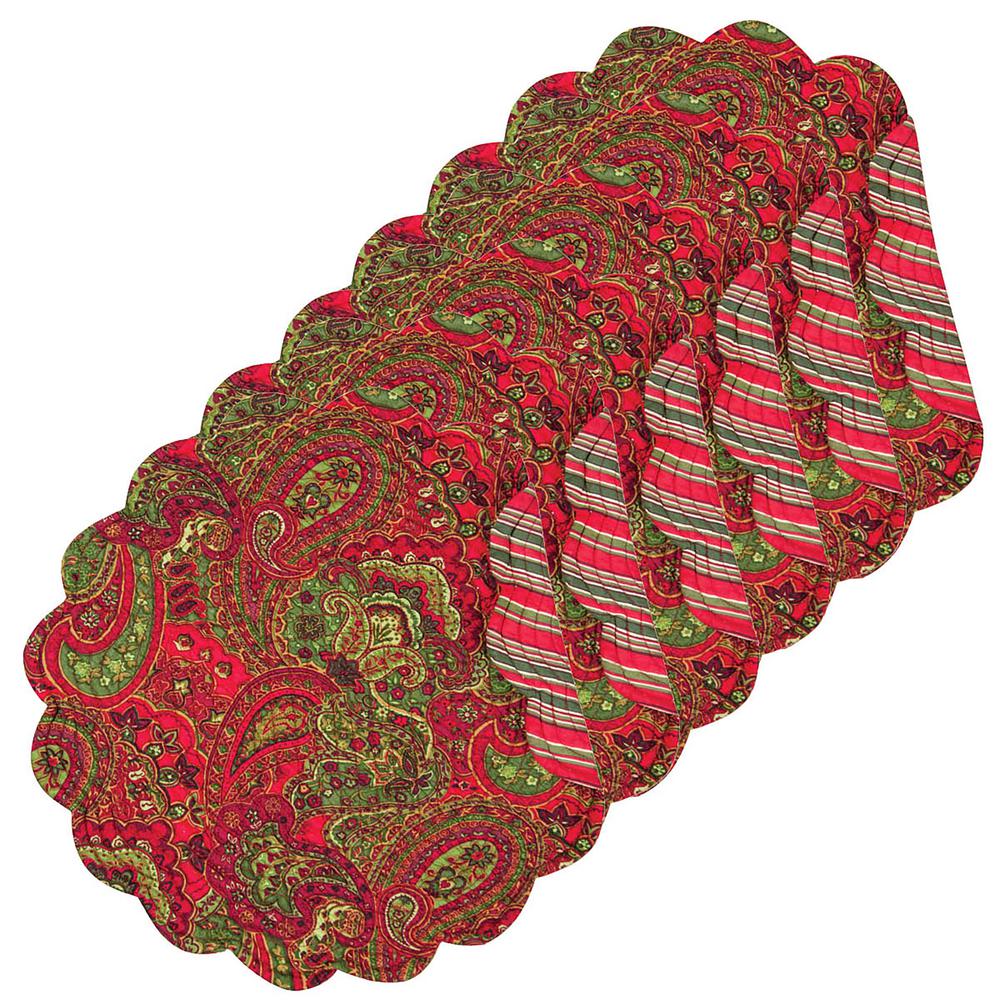 C & F Home Gloria Round Red Placemat (Set of 6)-862602363S6 - The Home