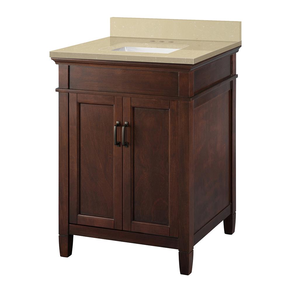 Foremost Ashburn 25 in. W x 22 in. D Vanity in Mahogany with Engineered Marble Vanity