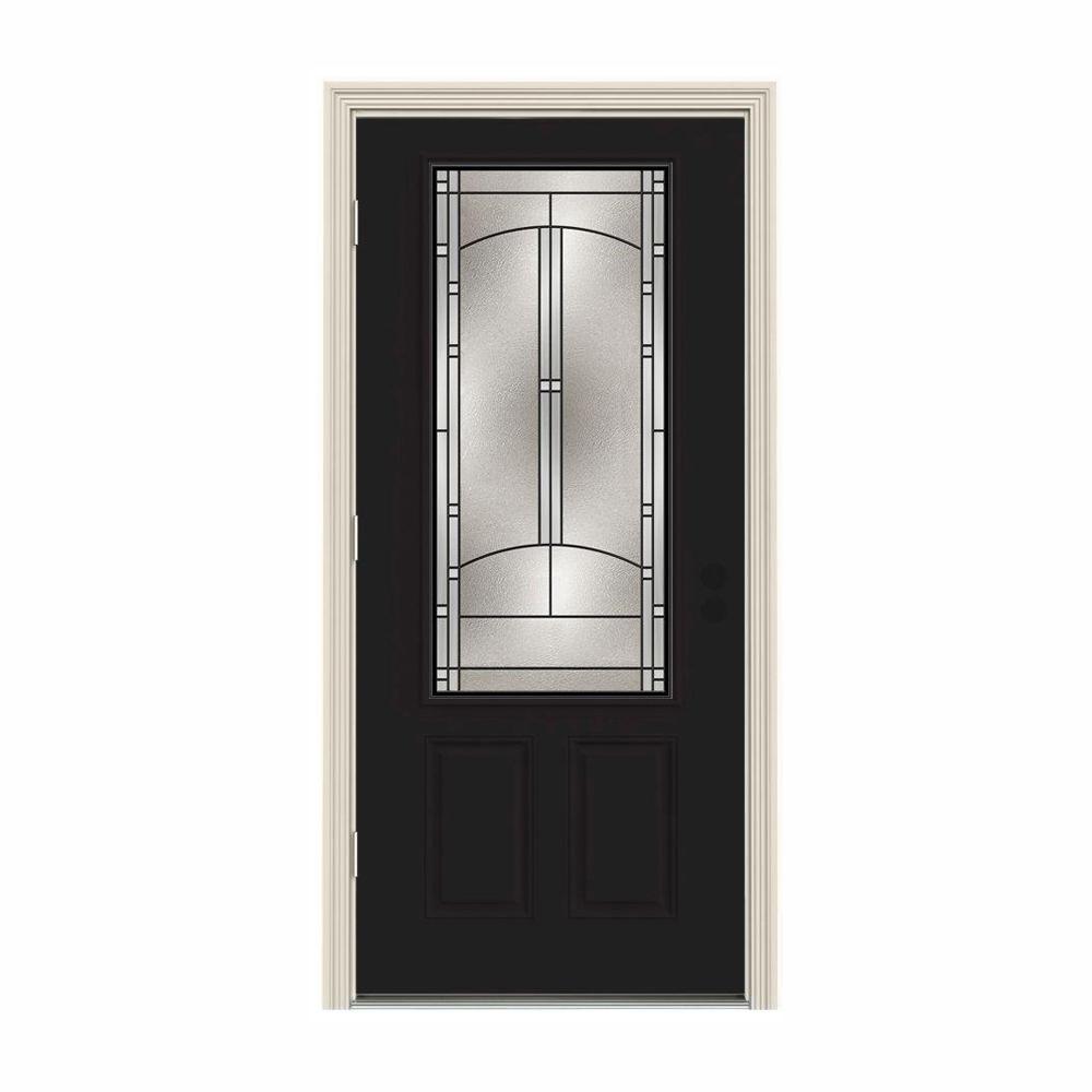 Jeld Wen 32 In X 80 In 3 4 Lite Idlewild Black W White Interior