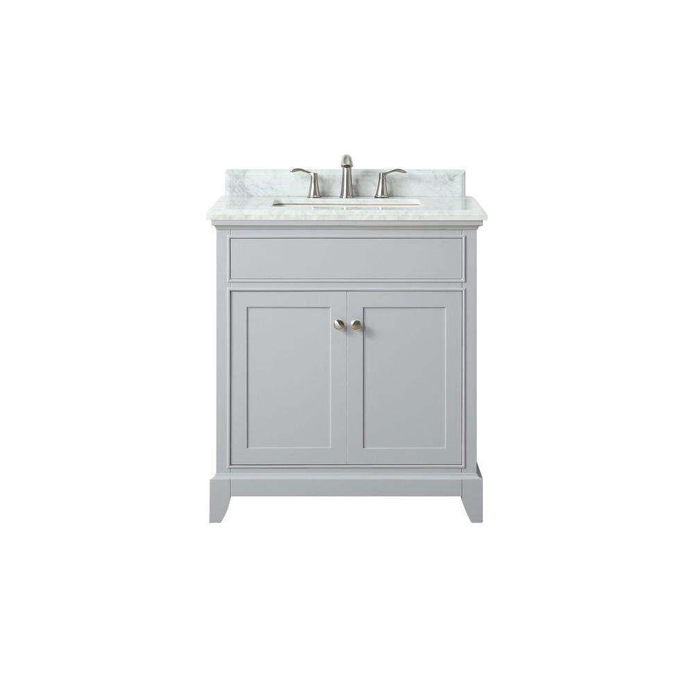 Azzuri Aurora 31 in. Wx22 in. Dx34.5 in. H Vanity in Light Gray with Marble Vanity Top in ...