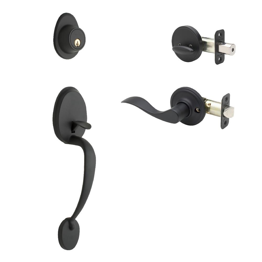 Copper Creek Colonial Black Door Handleset And Waverlie Lever Trim Copper Creek Colonial Black Door Handleset And Waverlie Lever Trim