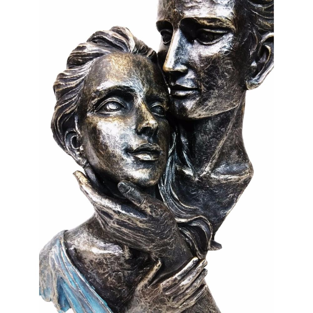 The Urban Port Antique Romantic Couple Bust Sculpture in Patina Black Finish