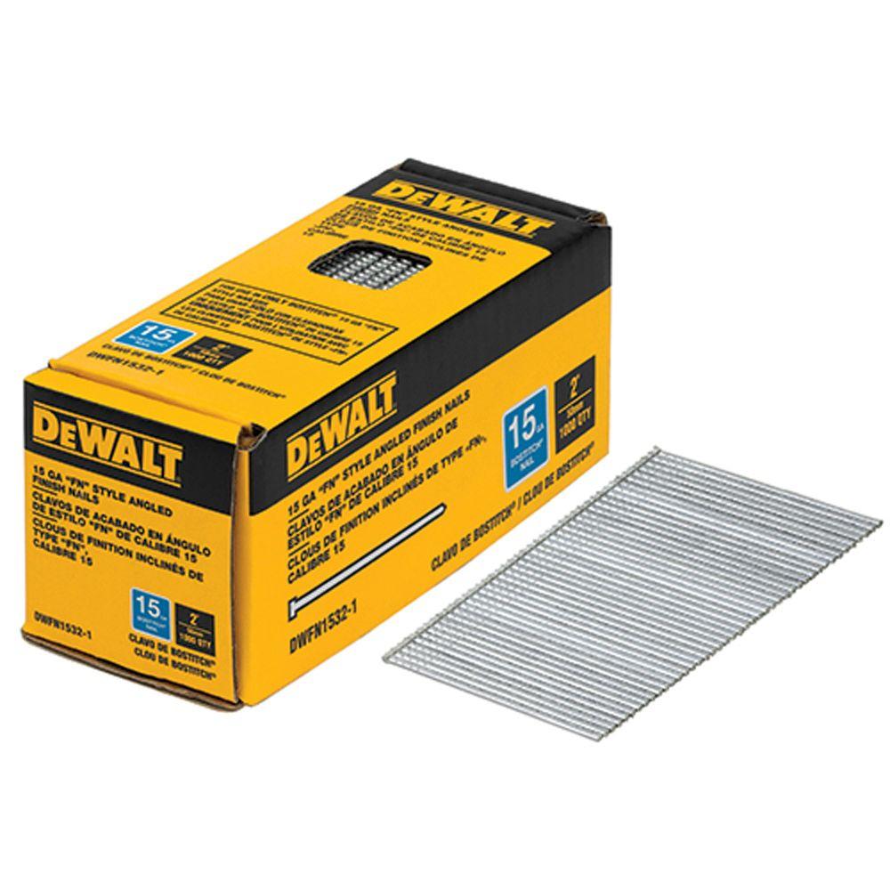 DEWALT 2 in. x 15Gauge Angled Glue Collated Finish Nails (1,000 per