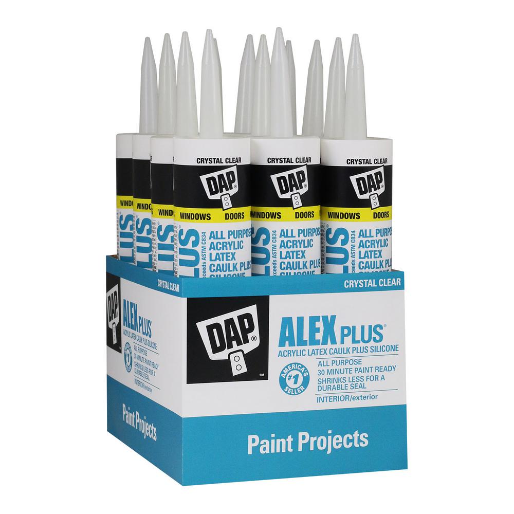 DAP Alex Plus 10 1 Oz Crystal Clear Acrylic Latex Caulk Plus Silicone 
