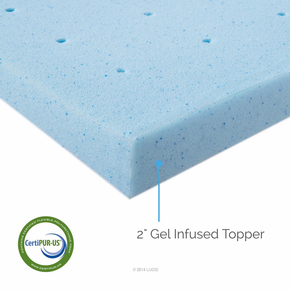 LUCID 2 in. Full XL Gel Infused Memory Foam Mattress Pad LU20FX45GT