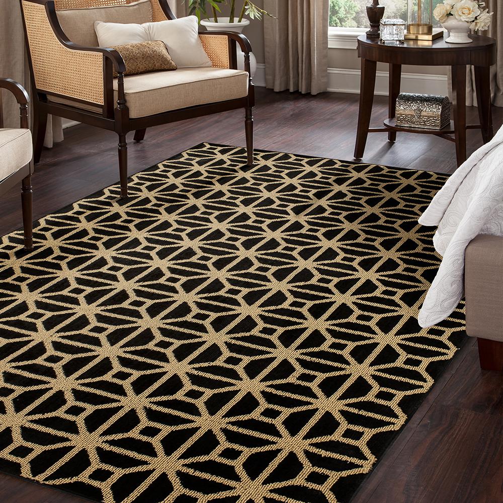 Scott Living Diverge Black Gold Metallic 2 Ft X 6 Ft Indoor Runner Rug 656249 The Home Depot