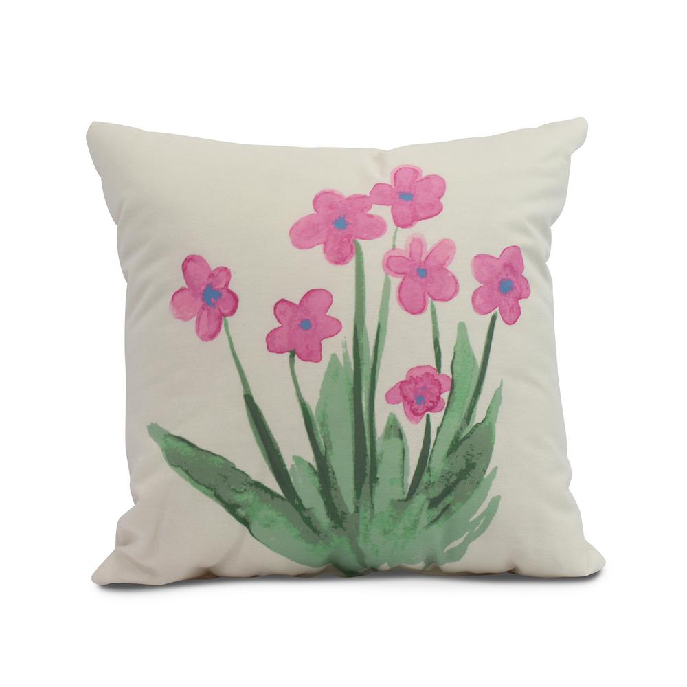 Pretty Little Flower 16 In Pink Decorative Floral Throw Pillow   Throw Pillows Pf1116pk9 16 64 600 