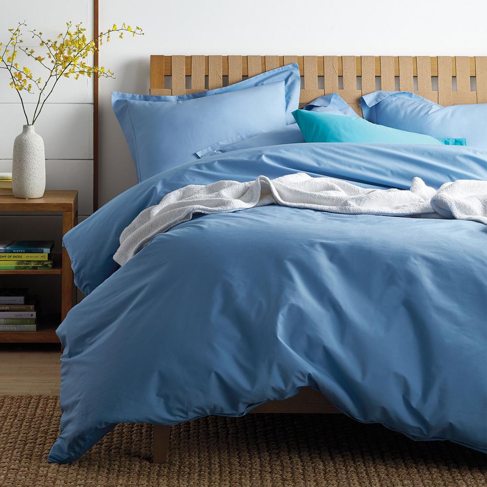 Classic Porcelain Blue Percale Queen Duvet Cover