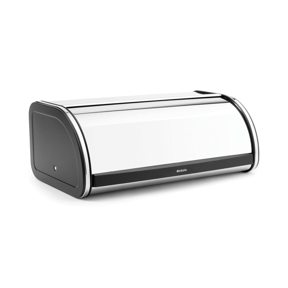 Brabantia Brabantia Roll Top Bread Box, Brilliant Steel Black Sides