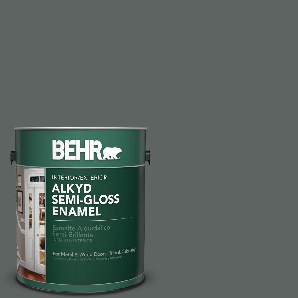 Behr 1 Gal Bxc 41 Charcoal Semi Gloss Enamel Alkyd Interior Bxc 41 Charcoal Semi Gloss Enamel Alkyd Interior Exterior Paint