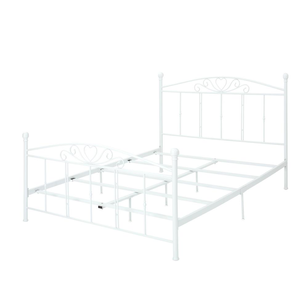 Noble House Queen-Size White Iron Bed Frame-303249 - The Home Depot