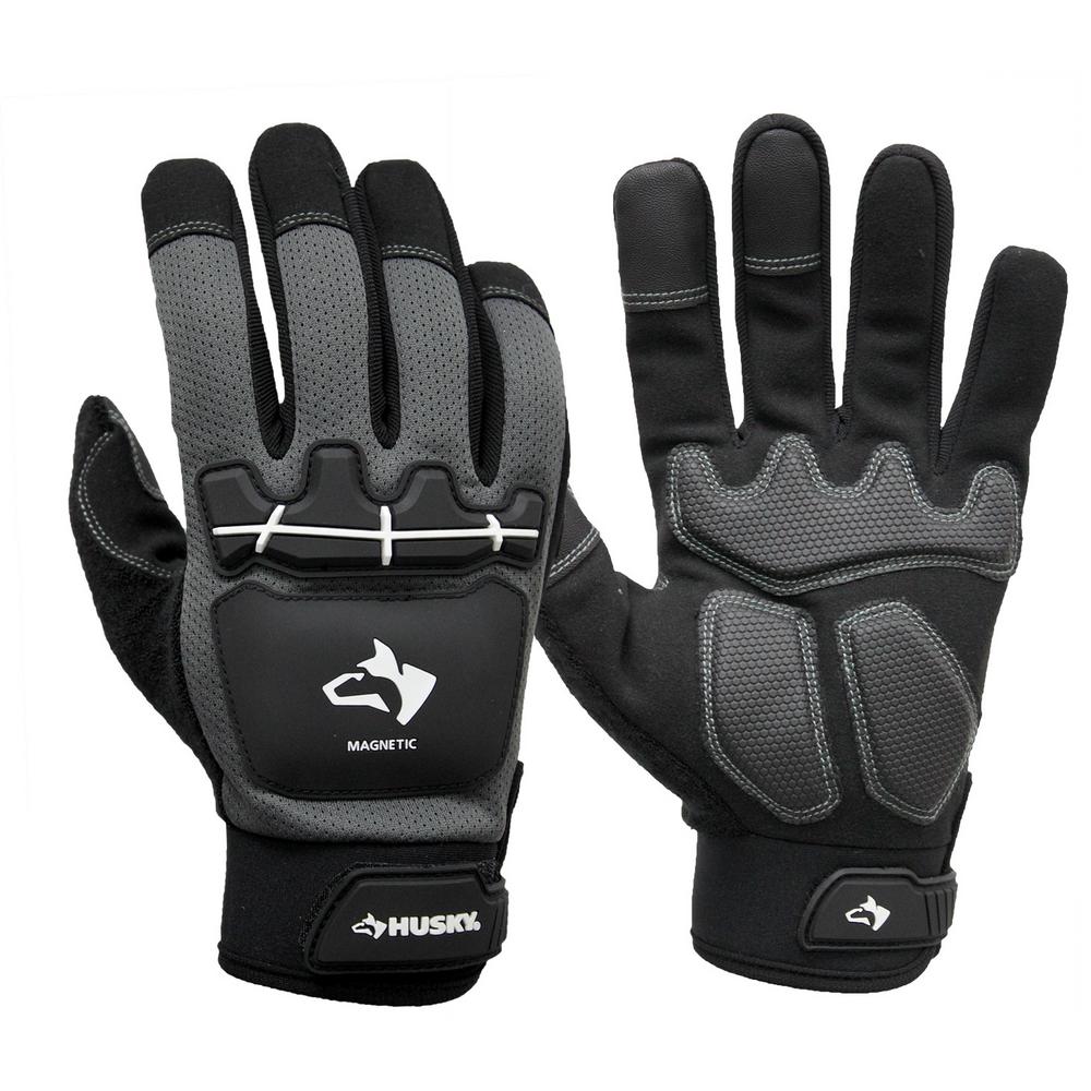 Husky Medium Heavy Duty Impact Magnetic Mechanics Glove-006-376 - The Home Depot