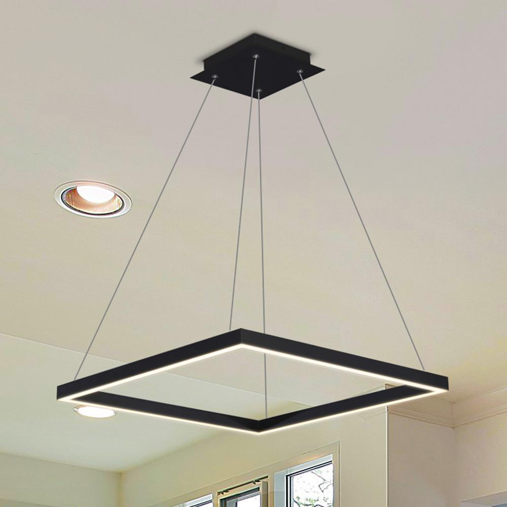 Hardwired Cage Vonn Lighting Chandeliers The Home Atria Square 38 Watt Black Integrated Led Chandelier