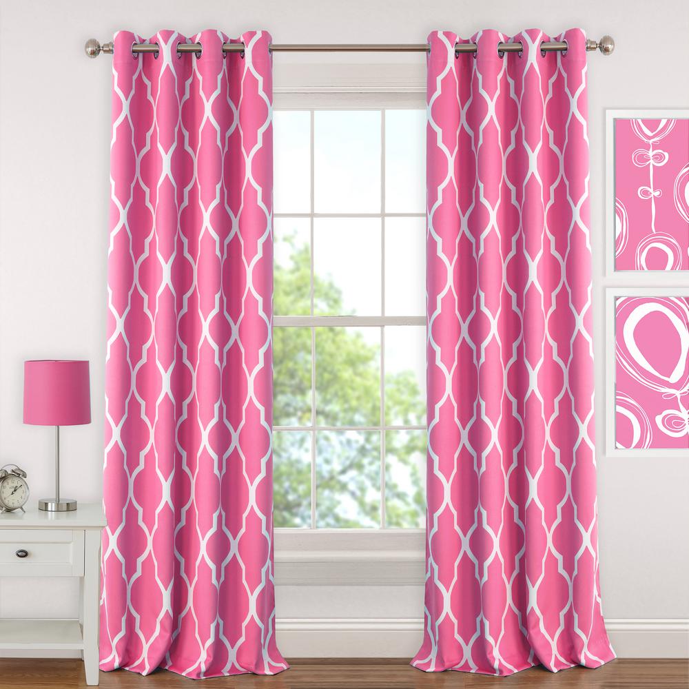 Pink Curtains D Window Treatments The Home Depot Blackout Emery 52in Wx84in L Juvenile Or Tween Room Darkening Grommet