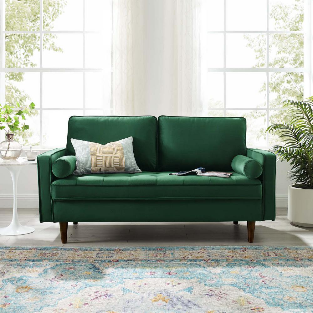 MODWAY Valour Green Performance Velvet Loveseat EEI4004GRN The Home Depot