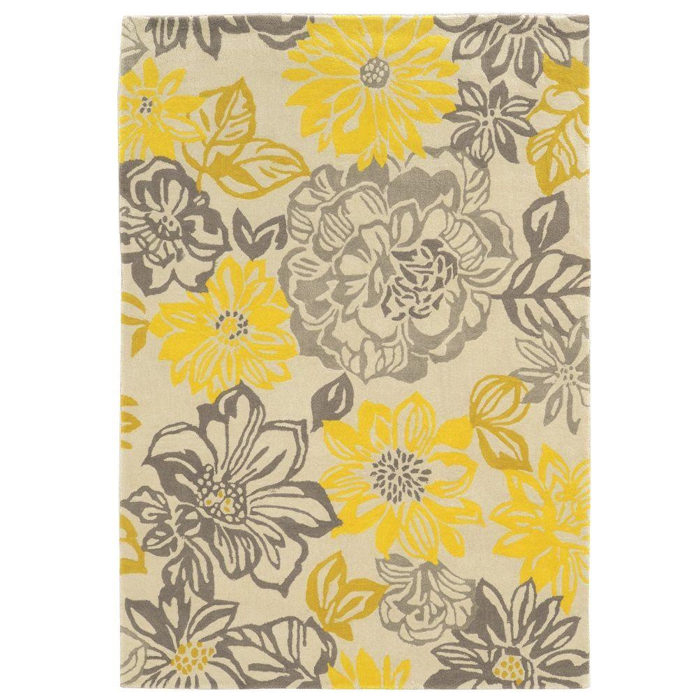 Linon Home Decor Trio Collection Grey and Yellow 1 ft. 10 in. x 2 ft