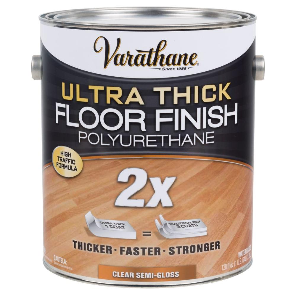 Varathane 1 gal. Clear Semi-Gloss Ultra Thick 2X Water-Based Floor Polyurethane (2 Pack)