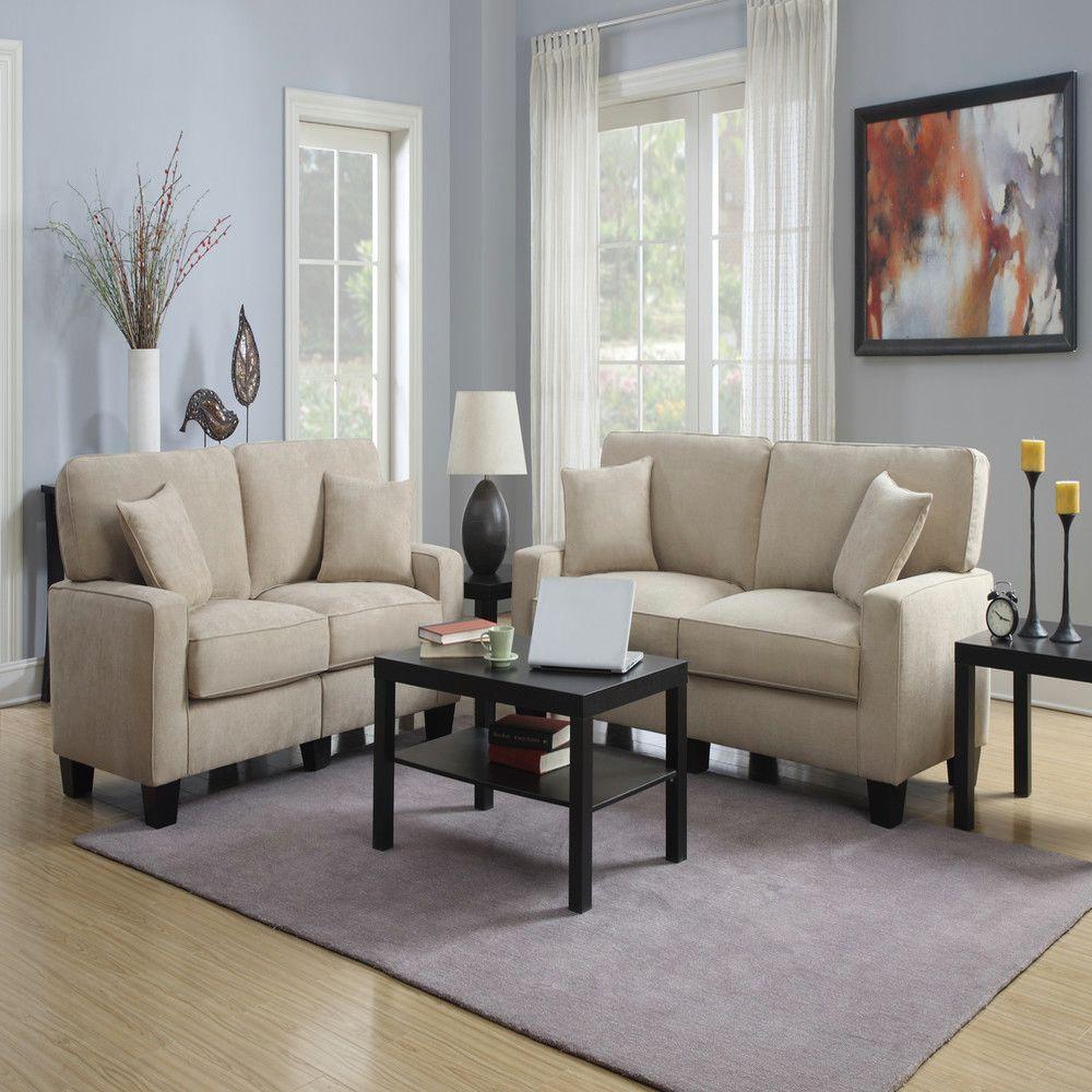 Serta RTA Martinque 73 In Beige Espresso Polyester 2 Seater Sofa With Removable Cushions CR45010B The Home Depot
