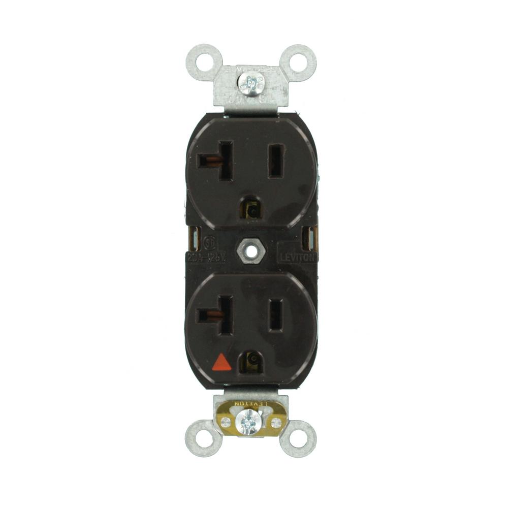 Leviton 20 Amp Industrial Grade Heavy Duty Isolated Ground Duplex Outlet, Brown5362IGB The