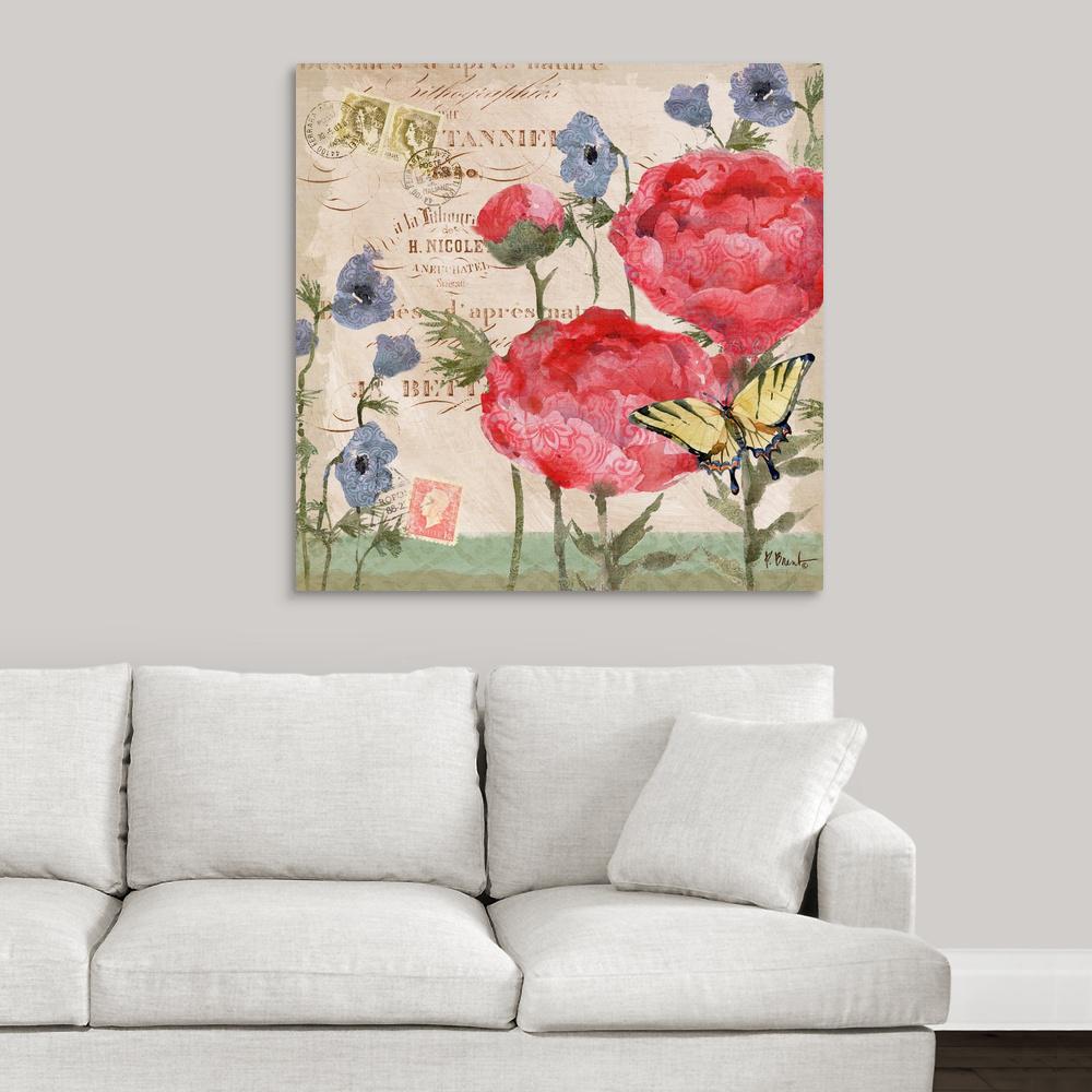 Greatbigcanvas Parisian Peonies Ii By Paul Brent Canvas Wall Art 2223634 24 36x36 The Home Depot