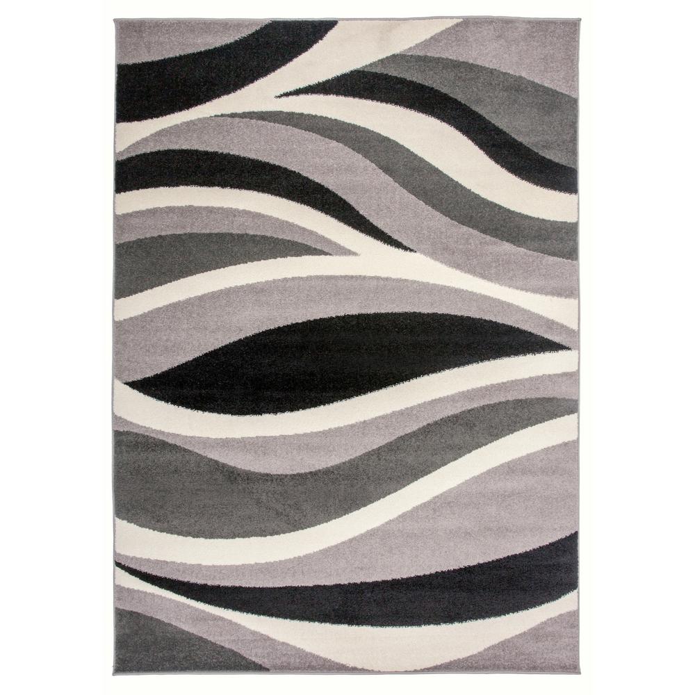 World Rug Gallery Modern Wavy Design Gray 3 Ft In X 5 Indoor Modern Wavy Design Gray 3 Ft In X 5 Indoor Area Rug