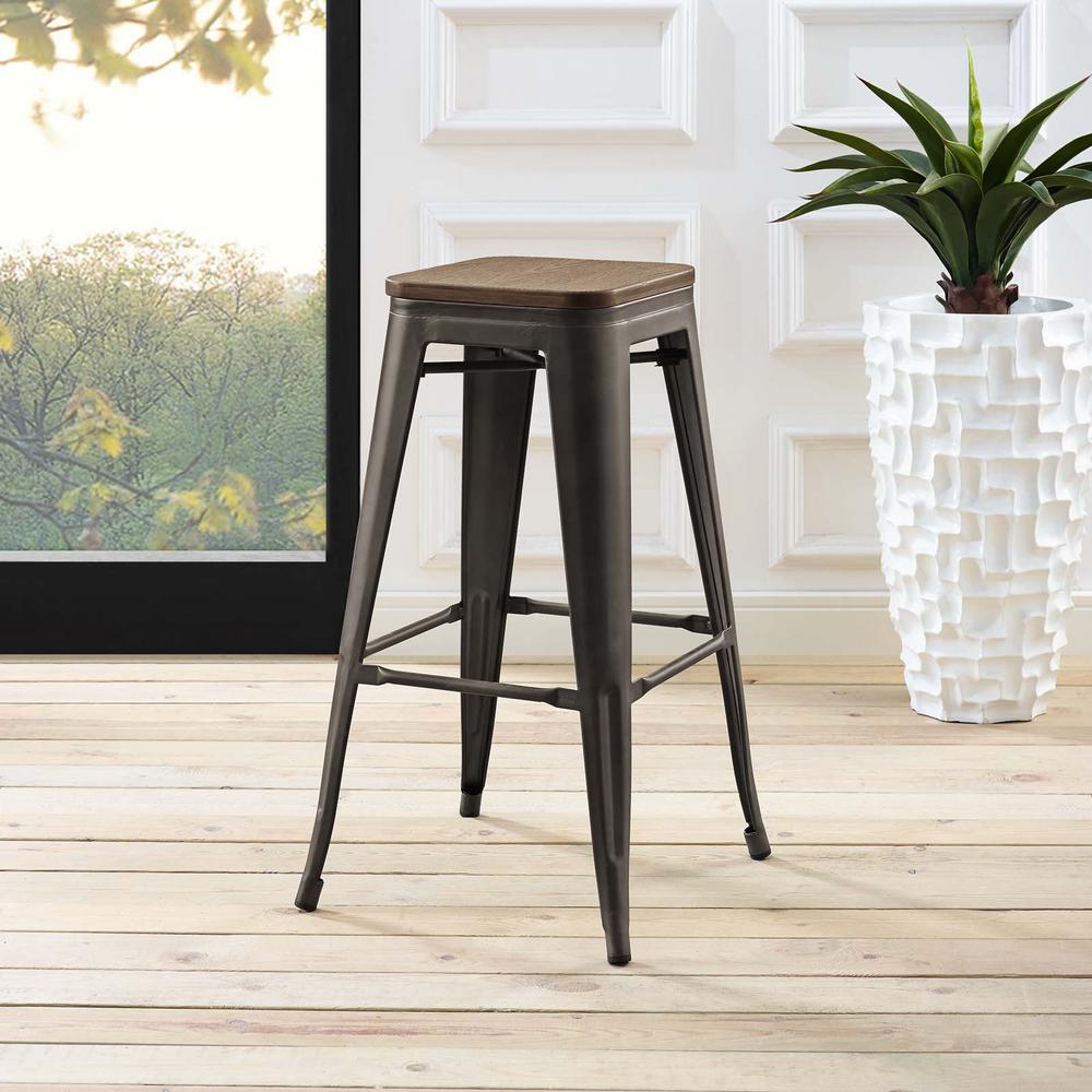 Modway Promenade 30 In Brown Bar Stool Eei 2819 Brn The Home Depot