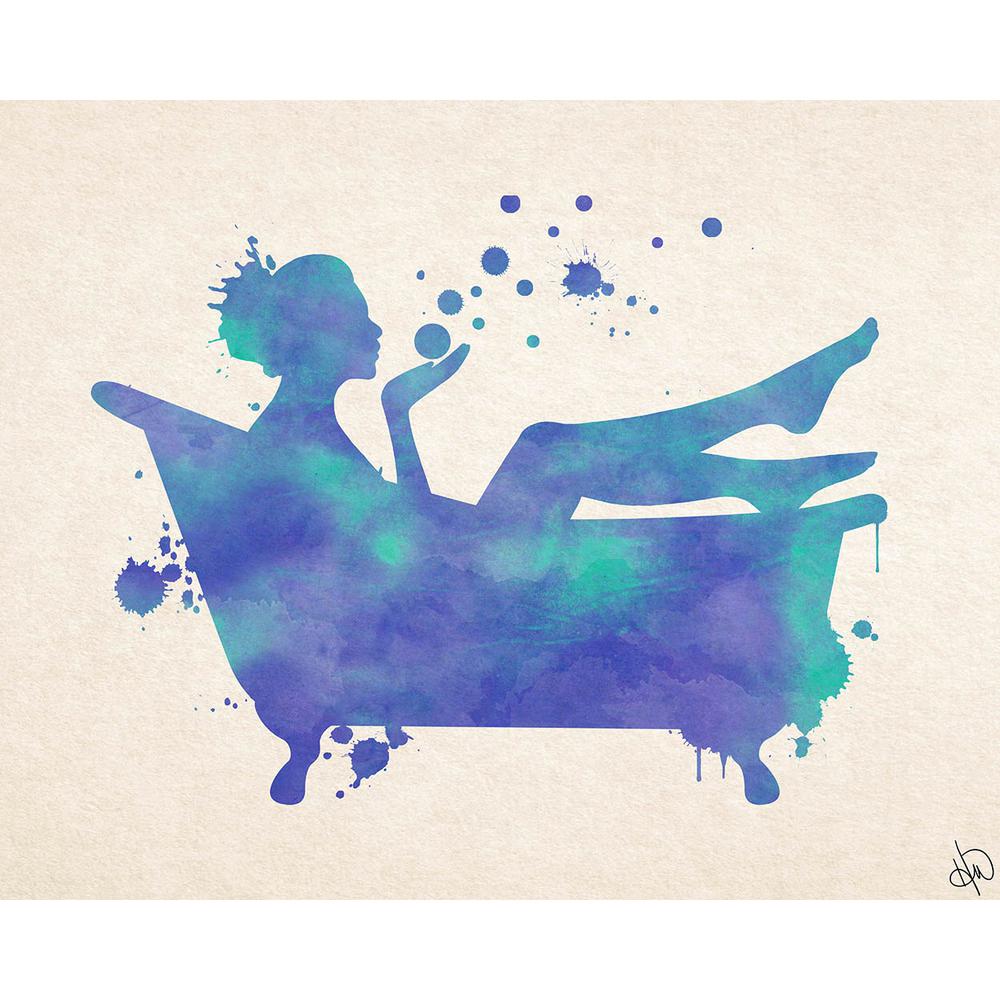 Watercolor Bath Blue Wrapped Canvas Watercolor Bath Blue Wrapped Canvas