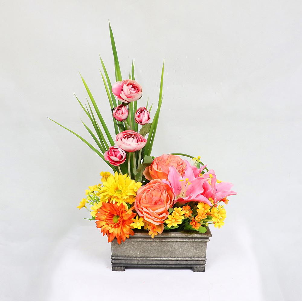 O International 23 In Indoor Artificial Flower Arrangement Indoor Artificial Flower Arrangement In Planter 302 Tb816 The Home Depot
