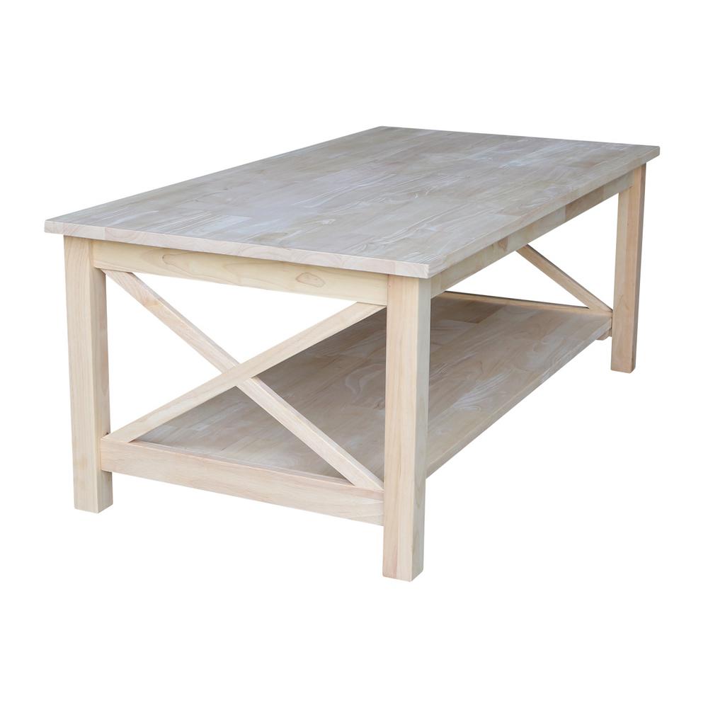 International Concepts Hampton 46 In Unfinished Large Rectangle Wood Coffee Table Ot 70c The Home Depot