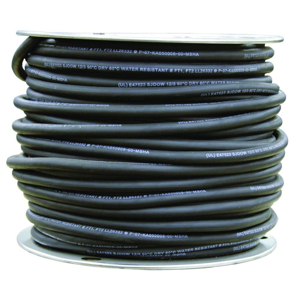 125 ft 14//2 SJOOW SJO SJ Black Rubber Cord Outdoor Flexible Extension Wire//Cable