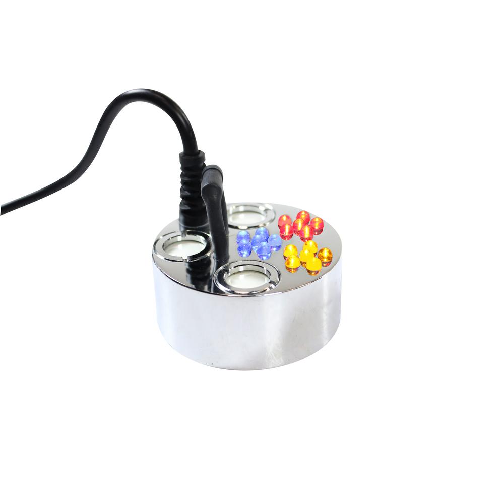 3 Jet Metal Pond Fogger with 18 LED Lights Transformer and Ring Silver - Alpine Corporation: Energy-Efficient, Submersible, Outdoor Use