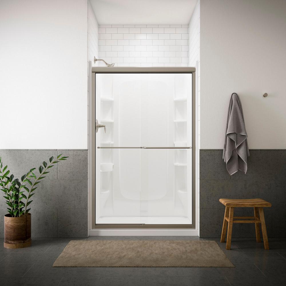 Finesse Framed Pivot Shower Door 65 1 2 H X 27 1 2 30 1 2 W With 1 8 Thick Rain Glass 6506 30s Sterling