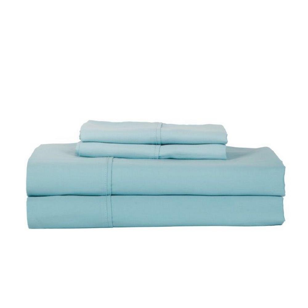 DEVONSHIRE COLLECTION OF NOTTINGHAM 4-Piece Aqua Solid 320 Thread Count Cotton California King Sheet Set, Blue was $165.99 now $66.39 (60.0% off)