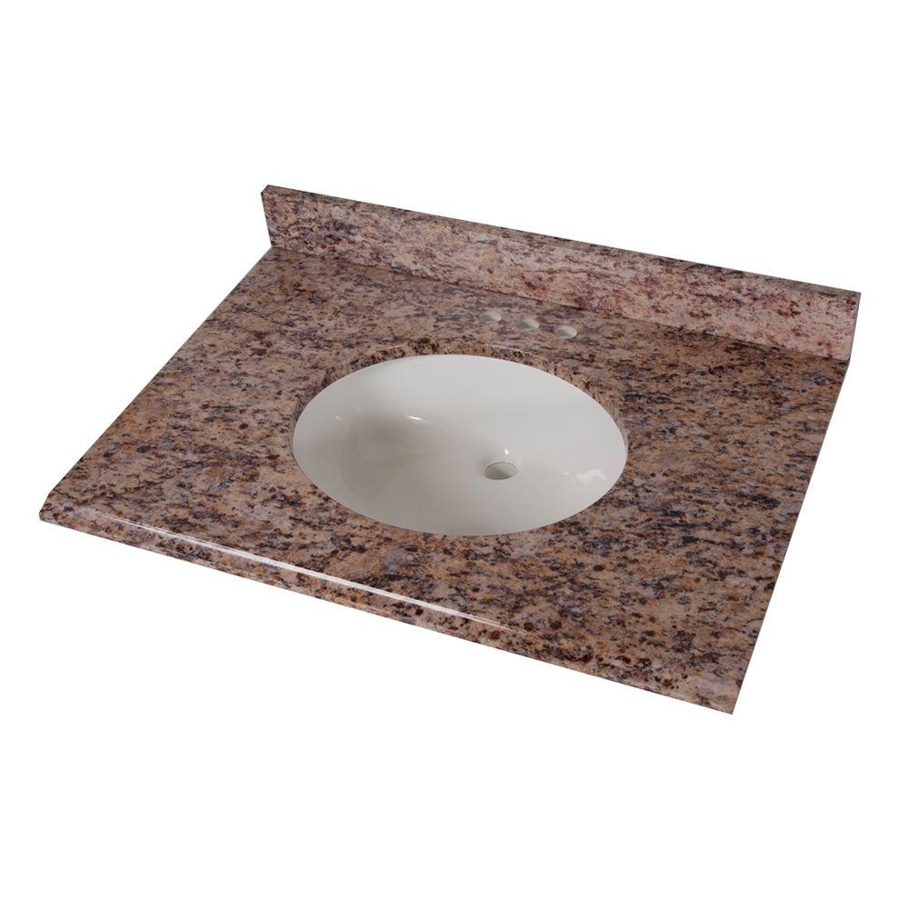 St Paul 31 In Stone Effects Vanity Top Santa Cecilia With White Bowl St Paul 31 In Stone Effects Vanity Top Santa Cecilia With White Bowl